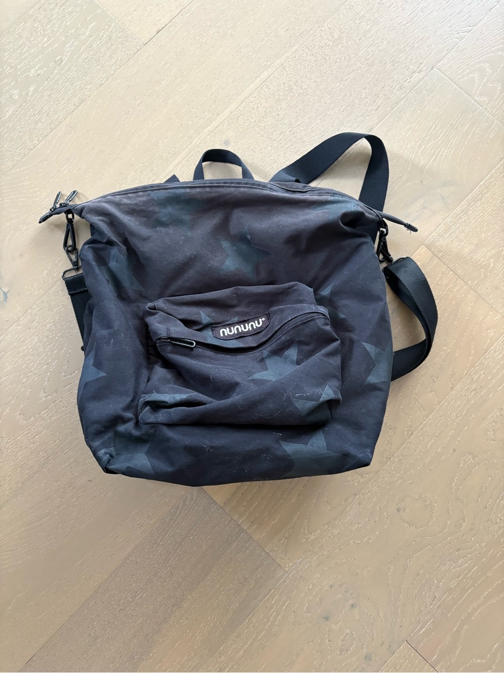 nununu Black Star Canvas Diaper Bag